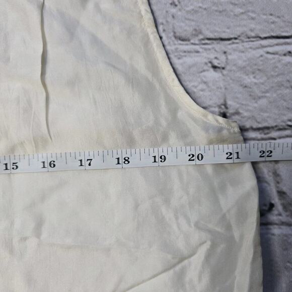 Vintage Backroad Blues 100% Silk Cream Button Up Sleeveless Blouse Size Large - Picture 8 of 10